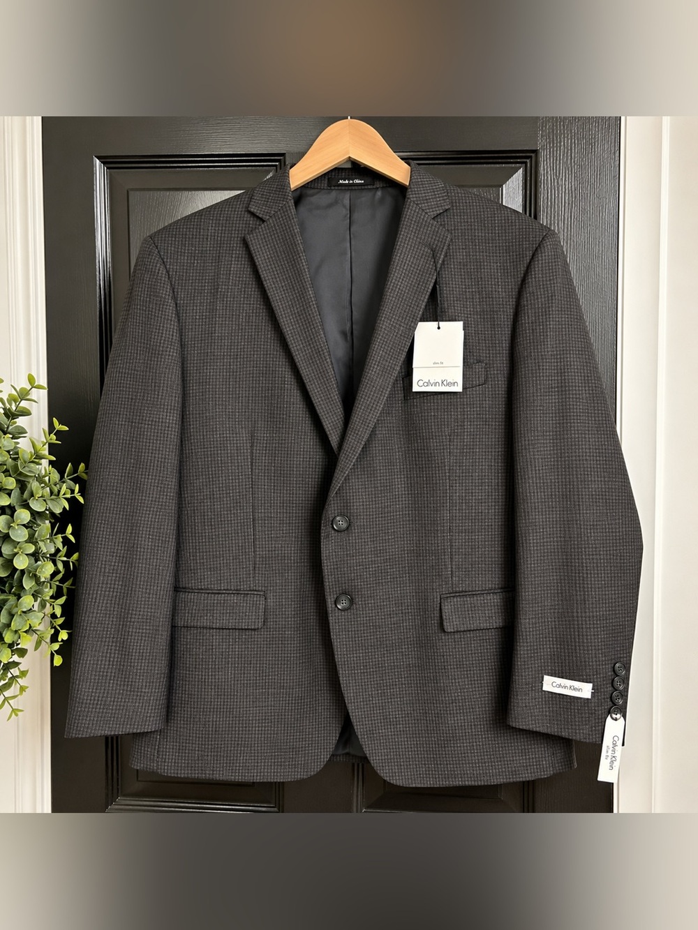 NWT Calvin Klein Men’s 50S 100% Wool Slim Fit Plaid Blazer Sport Coat